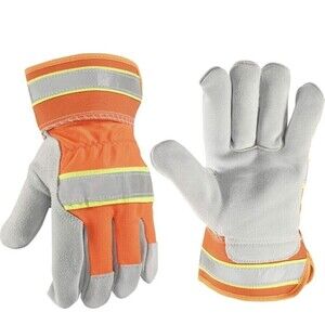 Wells Lamont Men's Hi-Visibility Construction Leather Palm Safety Work Gloves XL